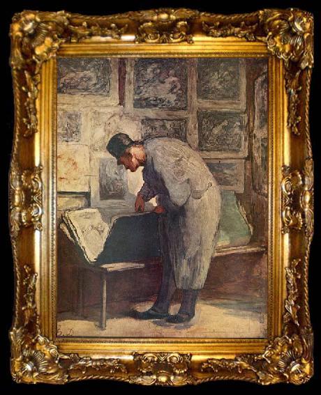 framed  Honore Daumier Der Kupferstich-Liebhaber, ta009-2